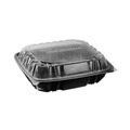 Food Storage Containers & Lids | Pactiv Corp. DC109310B000 EarthChoice 34 oz. 3 Compartment 10.5 in. x 9.5 in. x 3 in. Vented Dual Color Microwavable Plastic Hinged Lid Container - Black/Clear image number 0