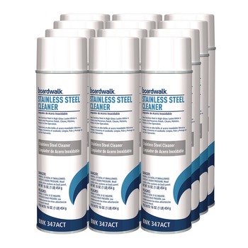 STAINLESS STEEL CLEANERS | Boardwalk 1041284 18 oz. Aerosol Spray Stainless Steel Cleaner and Polish - Lemon (12/Carton)