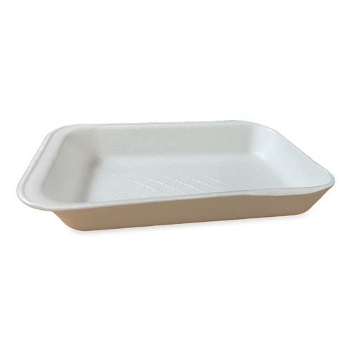 Food Containers & Lids | GEN 2DWH 8.56 in. x 6.1 in. x 1.2 in. No. 2D Foam Meat Trays - White (500/Carton) image number 0