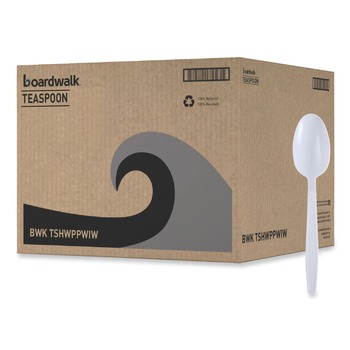 Boardwalk BWKTSHWPPWIW Heavyweight Wrapped Polypropylene Teaspoon Cutlery - White (1000/Carton)