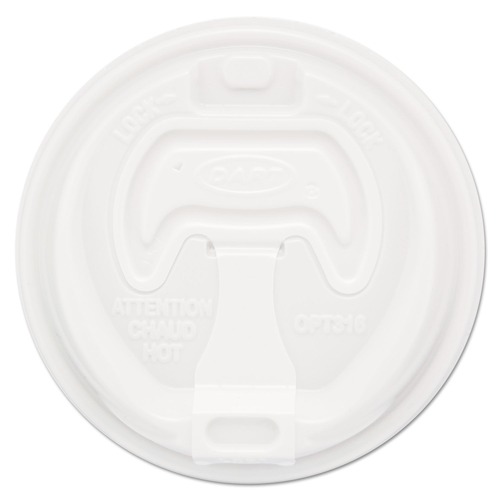 Cup Lids | Dart 16RCL Optima Reclosable Lids for 12 - 24 oz. Hot Cups - White (100/Pack) image number 0