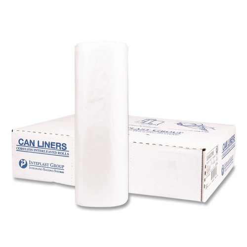Low-Density Trash Bags | Inteplast Group SLW4046SPNS 40 in. x 46 in. 45-Gallon 1.15 mil. Interleaved Roll Institutional Low-Density Can Liners - Natural (5-Rolls/Carton) image number 0