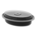 Food Containers & Lids | Pactiv Corp. OC12B Newspring VERSAtainer 6.8 x 4.8 x 1.45 12 oz Oval Plastic Microwavable Containers - Black/Clear (150/Carton) image number 1