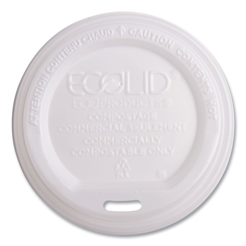 Cup Lids | Eco-Products EP-ECOLID-W 10 - 20 oz. EcoLid Renewable/Compostable Hot Cup Lid - White (800/Carton) image number 0