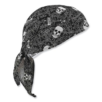 Ergodyne 12519 Chill-Its 6615 One Size Fits Most High-Performance Bandana Doo Rag with Terry Cloth Sweatband - Skulls