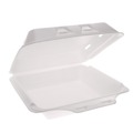 Food Containers & Lids | Pactiv Corp. YHLWV9010000 9 in. x 9.5 in. x 3.3 in. SmartLock Vented Foam Hinged Lid Container - White (150/Carton) image number 4