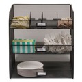 Condiment Organizers | Safco 3293BL 14.63 in. x 11.75 in. x 15 in. 3 Compartments Steel Mesh Onyx Breakroom Organizers - Black image number 2