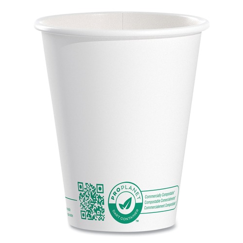 Cups | SOLO 378PLA-PLANET 8 oz. Compostable Paper Hot Cups - White/Green (50/Pack) image number 0