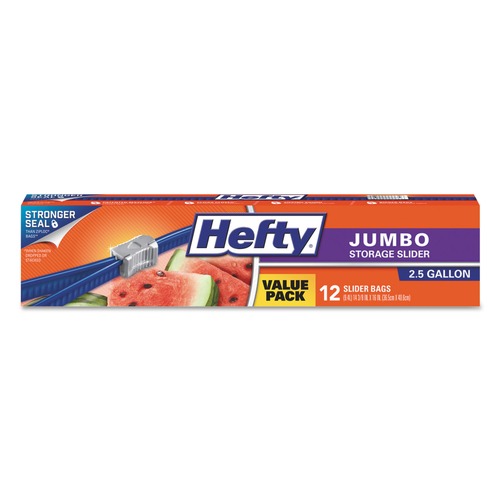Resealable Bags | Hefty R83812 14.38 in. x 9 in. Slider Food Storage Bags - Clear/Jumbo (12/Box) image number 0