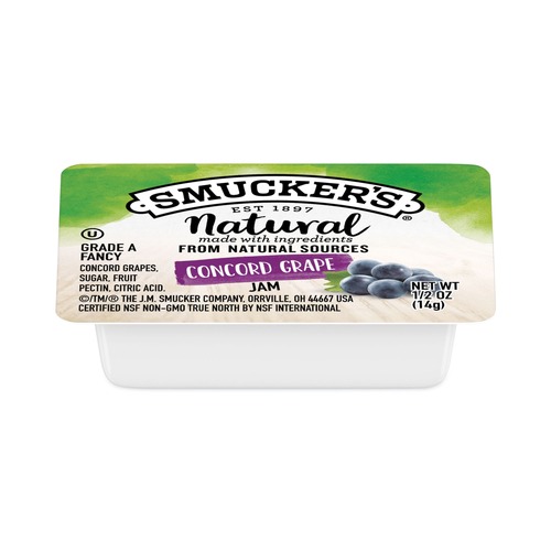 Breakroom Condiments | Smucker's 5150008202 Smuckers 0.5 oz Container Natural Jam - Concord Grape (200/Carton) image number 0