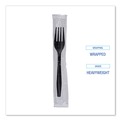 Disposable Forks | Boardwalk BWKFORKHWPPBIW Heavyweight Wrapped Polypropylene Fork Cutlery - Black (1000/Carton) image number 7