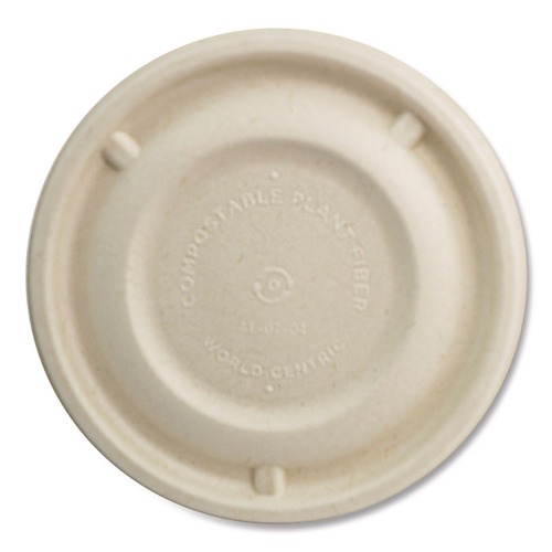 Food Containers & Lids | World Centric BBL-SC-12N-LF 4.7 in. Diameter Paper Fiber Lids for Bowls - Natural (500/Carton) image number 0