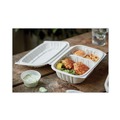 Food Containers & Lids | Pactiv Corp. YCNW02052 2-Compartment 9 x 6 x 3.1 EarthChoice Vented Microwavable MFPP Plastic Hinged Lid Container - White (170/Carton) image number 5