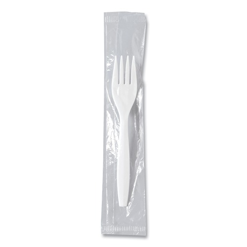 Disposable Forks | SOLO MOW1-0007 Individually Wrapped Regal Mediumweight Plastic Cutlery Fork - White (1000/Carton) image number 0