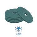 Floor Pads-Stripping | Boardwalk BWK4013GRE 13 in. Diameter Heavy-Duty Scrubbing Floor Pads - Green (5/Carton) image number 2