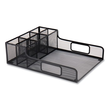 CUTLERY DISPENSERS | Mind Reader PSNAMESH-BLK 11.5 in. x 14.75 in. x 5.5 in. Network Collection Utensil Napkin and Plate Countertop Organizer - Black