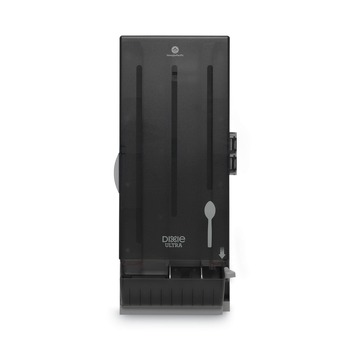 CUTLERY DISPENSERS | Dixie SSSD120 SmartStock 10 in. x 8.75 in. x 24.75 in. Utensil Spoon Dispenser - Translucent Black (1/Carton)