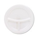 Plates | Dart 9CPWQR 3-Compartment 9 in. Diameter Mediumweight Foam Plates - White (125/Pack) image number 0