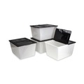 Office Boxes & Bins | Storex 00900U04C 16 Gallon 22.7 in. x 18.25 in. x 12.86 in. Storage Tote - Clear/black image number 1