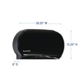 Toilet Tissue Dispensers | Boardwalk R4070BKBW 20.25 in. x 6 in. x 12.25 in. Jumbo Twin Toilet Tissue Dispenser - Black image number 6