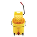 Buckets & Wringers | Rubbermaid Commercial FG757688YEL 44 qt. WaveBrake 2.0 Down-Press Plastic Bucket/Wringer Combos - Yellow image number 3