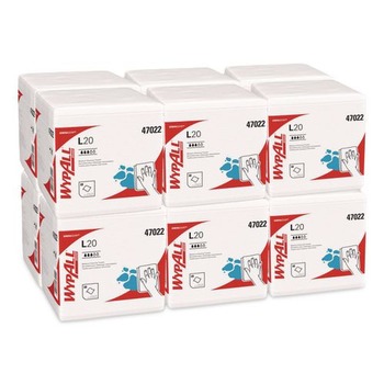 WypAll 47022 12.5 in. x 13 in. 4-Ply 1/4 Fold L20 Towels - Unscented - White (12 Packs/Carton)