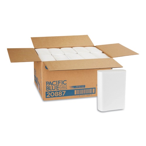 Perforated Roll & Hand Towels | Georgia Pacific Professional 20887 10.2 in. x 10.8 in. 1-Ply Pacific Blue Ultra Folded Paper Towels - White (2200/Carton) image number 0