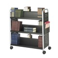 Carts | Safco 5335BL 41.25 in. x 17.75 in. x 41.25 in. 6 Shelves 1 Bin Scoot Double-Sided Metal Book Cart - Black image number 1