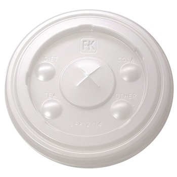 Fabri-Kal 9508216 Kal-Clear/Nexclear Flat X-Style Straw Slot Plastic Drink Cup Lids Fits 12 oz. to 14 oz. Cold Cups - Translucent (1000/Carton)