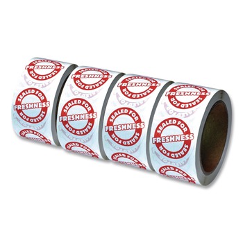 LABELS | PM Company ICX90232498 2 in. Diameter Tamper Seal Label - Red/White (500/Roll, 4 Rolls/Carton)