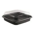 Food Containers & Lids | Anchor 4118515 8.46 in. x 8.46 in. x 2.91 in. 32 oz. Culinary Squares 2-Piece Microwavable Container - Clear/Black (150/Carton) image number 0