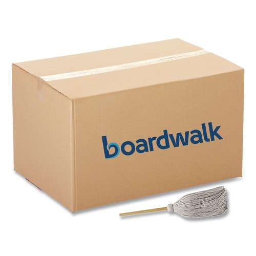 Mops | Boardwalk BWKCD50020S #20 White Cotton Head 50 in. Wood Handle Cotton Deck Mop (12/Carton) image number 0