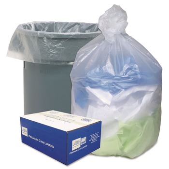 Ultra Plus 1507790 30 in. x 37 in. 10 Microns 30 Gallon High Density Can Liners - Natural (500/Carton)