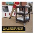 Carts | Rubbermaid Commercial 2196862 BRUTE 25.24 in. x 44 in. x 47 in. 3 Shelves 600 lb Capacity Resin 3-Shelf Heavy-Duty Ergo Lipped Utility Cart - Black image number 10