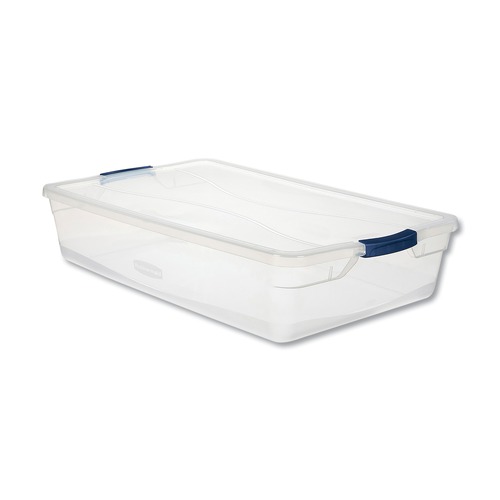 Office Boxes & Bins | Rubbermaid RMCC410001 17.75 in. x 29 in. x 6.13 in. 41-Quart Clever Store Basic Latch-Lid Container - Clear image number 0
