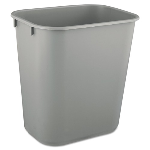 Indoor Waste Receptacles | Rubbermaid Commercial FG295500GRAY 3.5-Gallon Rectangular Deskside Plastic Wastebasket - Gray image number 0