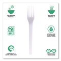 Disposable Forks | Eco-Products EP-S017-W Individually Wrapped Plantware CPLA Cutlery Fork - White (1000/Carton) image number 2