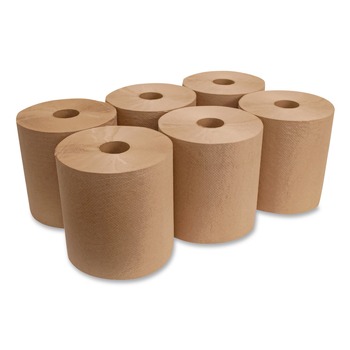 GEN G1825 8 in. x 800 ft. 1 Ply Hardwound Towels - Brown (6/Carton)
