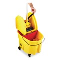 Buckets & Wringers | Rubbermaid Commercial FG757788YEL 35 qt. WaveBrake 2.0 Down-Press Plastic Bucket/Wringer Combos - Yellow image number 3