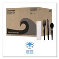 Cutlery Kits | Boardwalk BWKFKTNHWPSBLA 4-Piece Heavyweight Fork/Knife/Napkin/Teaspoon Cutlery Kit - Black (250/Carton) image number 1