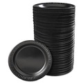 Plates | Dart 9PBQR 9 in. Quiet Classic Laminated Foam Dinnerware Plate - Black (500/Carton) image number 1