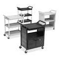 Carts | Rubbermaid Commercial FG345700BLA 33-5/8 in. x 18-5/8 in. x 37 in. 3 Two-Shelf Utility Cart with Locking Doors - Black image number 6