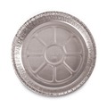 Food Containers & Lids | Boardwalk BWKROUND9 48 oz. 9 in. Diameter x 1.66 in. Round Aluminum To-Go Containers - Silver (500/Carton) image number 1