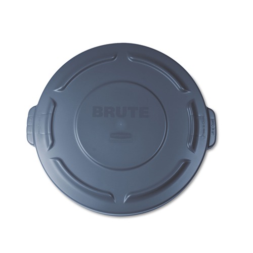Waste Receptacle Lids | Rubbermaid Commercial FG261960GRAY 19.88 in. BRUTE Self-Draining Flat Top Lids for 20 gal. Round BRUTE Containers - Gray image number 0