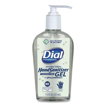 Dial Professional DIA 01585 7.5 oz. Antibacterial Gel Hand Sanitizer Pump Bottle - Fragrance-Free (12/Carton)