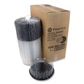 Bakery Boxes & Containers | Pactiv Corp. YEH899020000 10 in. x 10 in. x 3.38 in. Round ShowCake 2-Part Cake Container - Clear/Black (90/Carton) image number 0