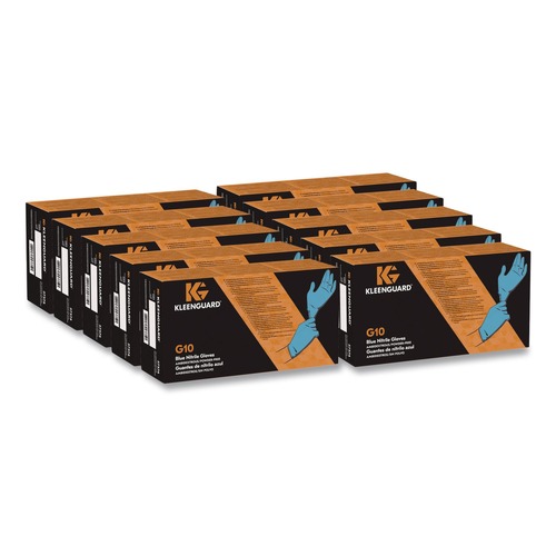 Food Service Disposable & Single Use Gloves | KleenGuard 57372 9.5 in. Long 6 mil Thick Powder-Free G10 Nitrile Gloves - Medium Blue (10-Boxes/Carton) image number 0