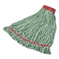 Mop Heads | Rubbermaid Commercial FGA25306GR00 5 in. Red Headband Web Foot Shrinkless Looped-End Cotton/Synthetic Wet Mop Head - Large, Green image number 0