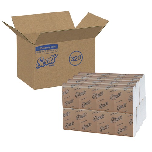 Dinner Napkins | Scott 98720 12 in. x 7 in. 1-Ply Low-Fold Dispenser Napkins - White (8000/Carton) image number 0