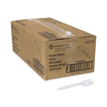 DISPOSABLE SPORKS | Pactiv Corp. YFWQWCH Fieldware Mediumweight Spork Cutlery - White (1,000/Carton)